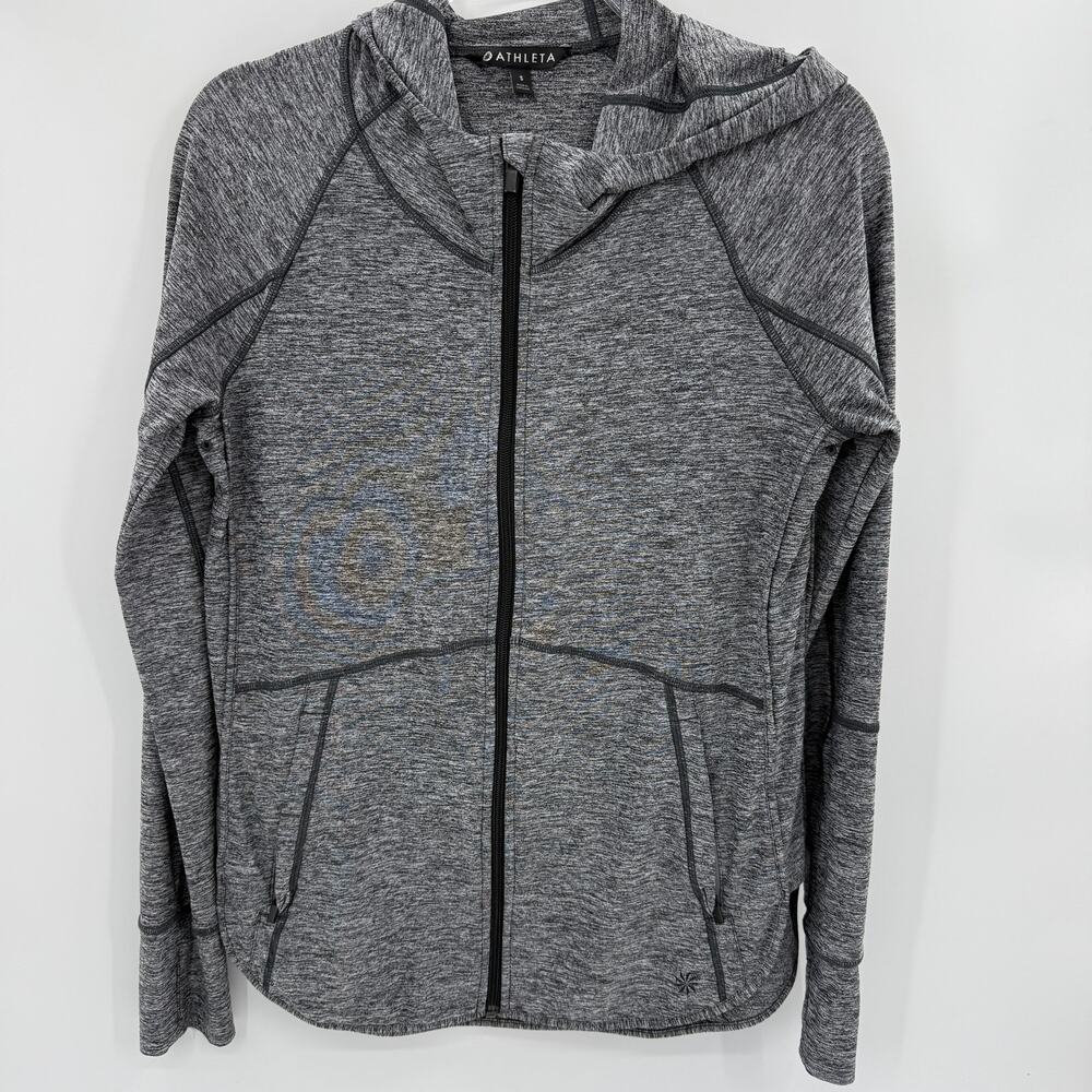 ATHLETA Womens UPF Full Zip Jacket Sweater Size S Hood Pockets Layering 757190